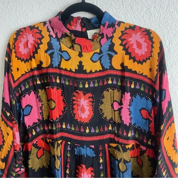 NWT Farm Rio Black Flowers Tapestry Maxi Dress Lined Size M - Picture 3 of 9